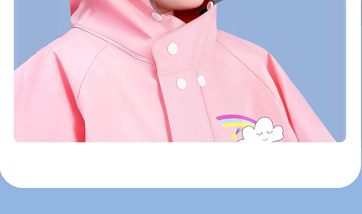 Whole Body Waterproof Kids Rain Poncho - EVA Children's Raincoat for Girls and Boys in Kindergarten with Schoolbag