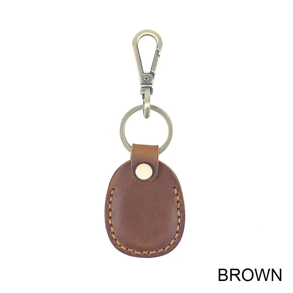 Genuine Leather Access Card Holder Air Tag Holder with Key Ring, Handmade Key Fob Keychain NFC Smart Key Airtag Protector Cover