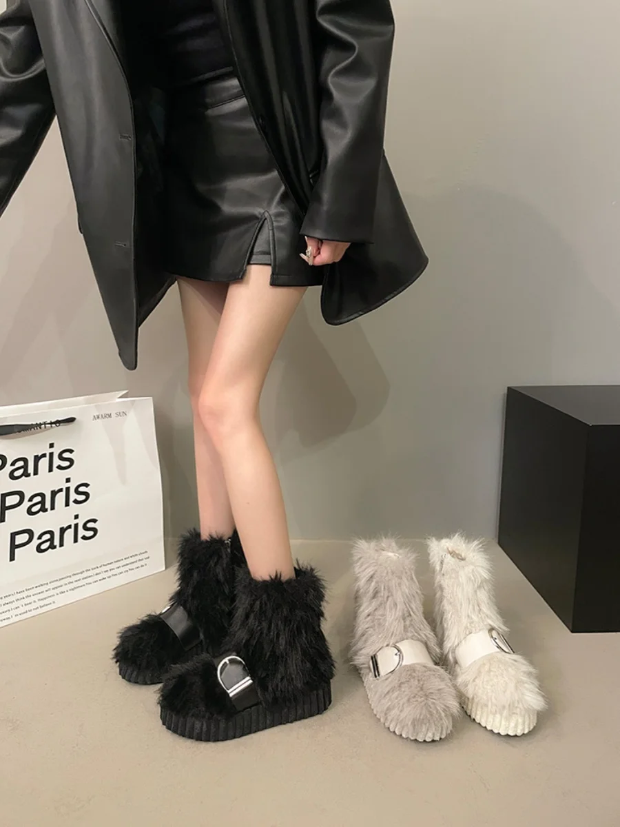 Snow Boots For Women In Winter Plush And Thickened 2023 New Niche Design Anti Slip Thick Soled Northeast Cotton Shoes