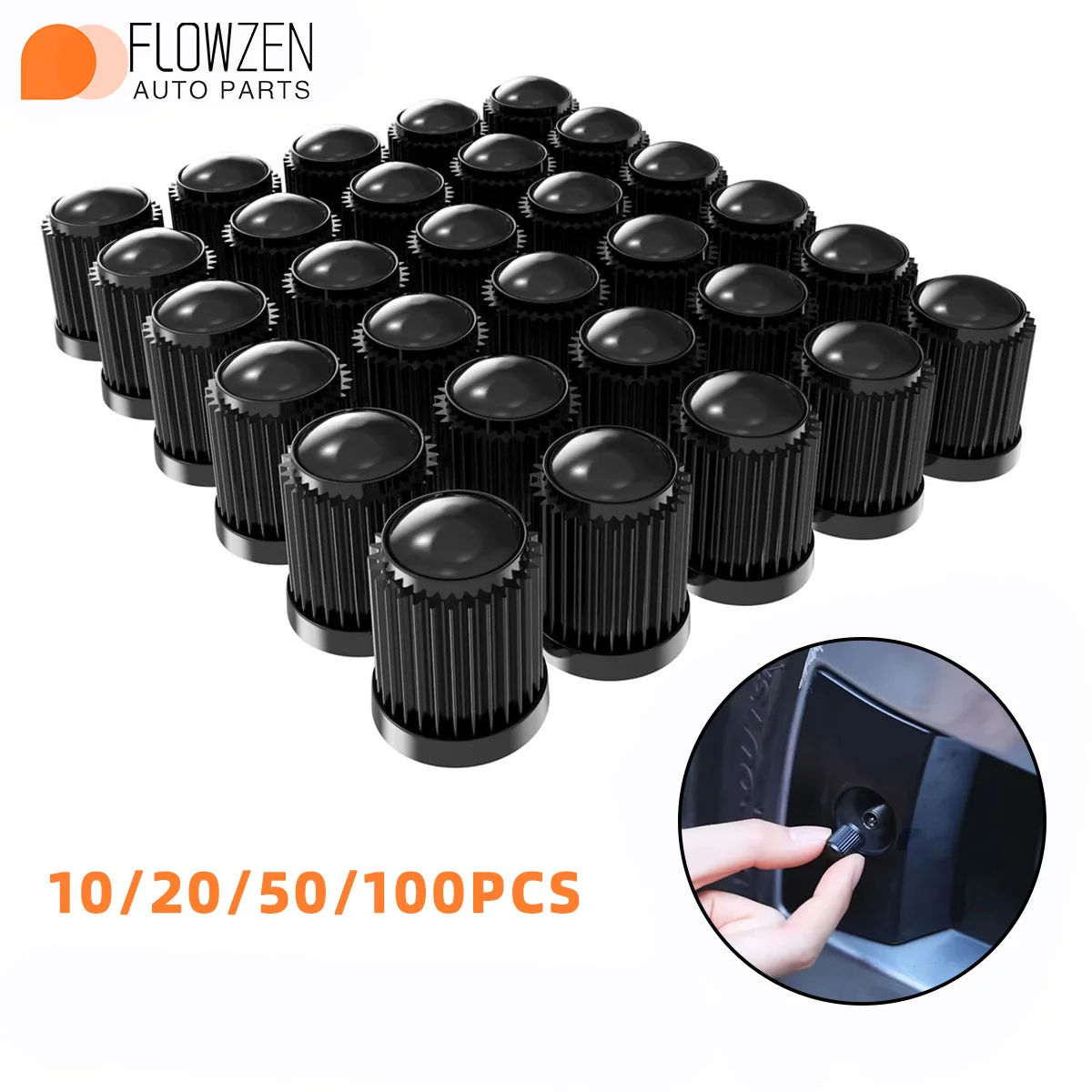 Black Tire Air Stem Valve Caps - Multipack Options Available