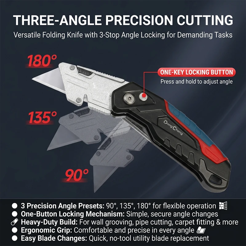 접이식 다용도 칼 알루미늄 합금 헤비듀티 박스 커터 TPR 그립 SK5 혼 블레이드 사다리꼴 CK75 0.6mm 벽지 도구