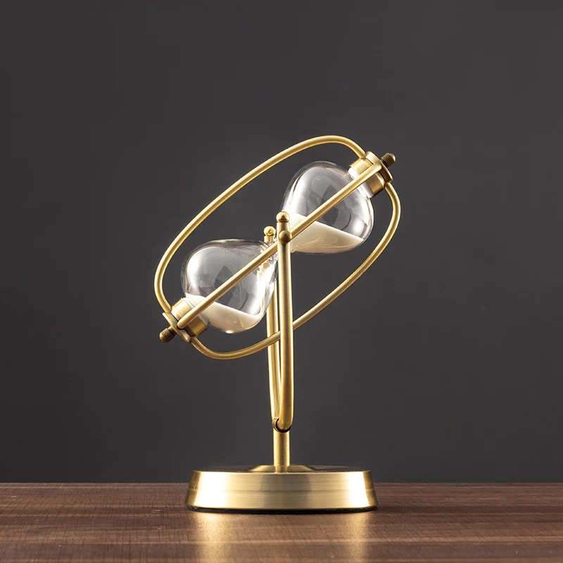 French Vintage Brass Hourglass 360 Rotating Metal Sand Clock Antique Sand Timer for Gifts Wedding Office Decor sand timer