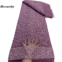 Mccarthy 2024 Fashion Elegant French Embroidery Beaded Lace Fabric African Nigerian With Sequins Fabric For Wedding Dress