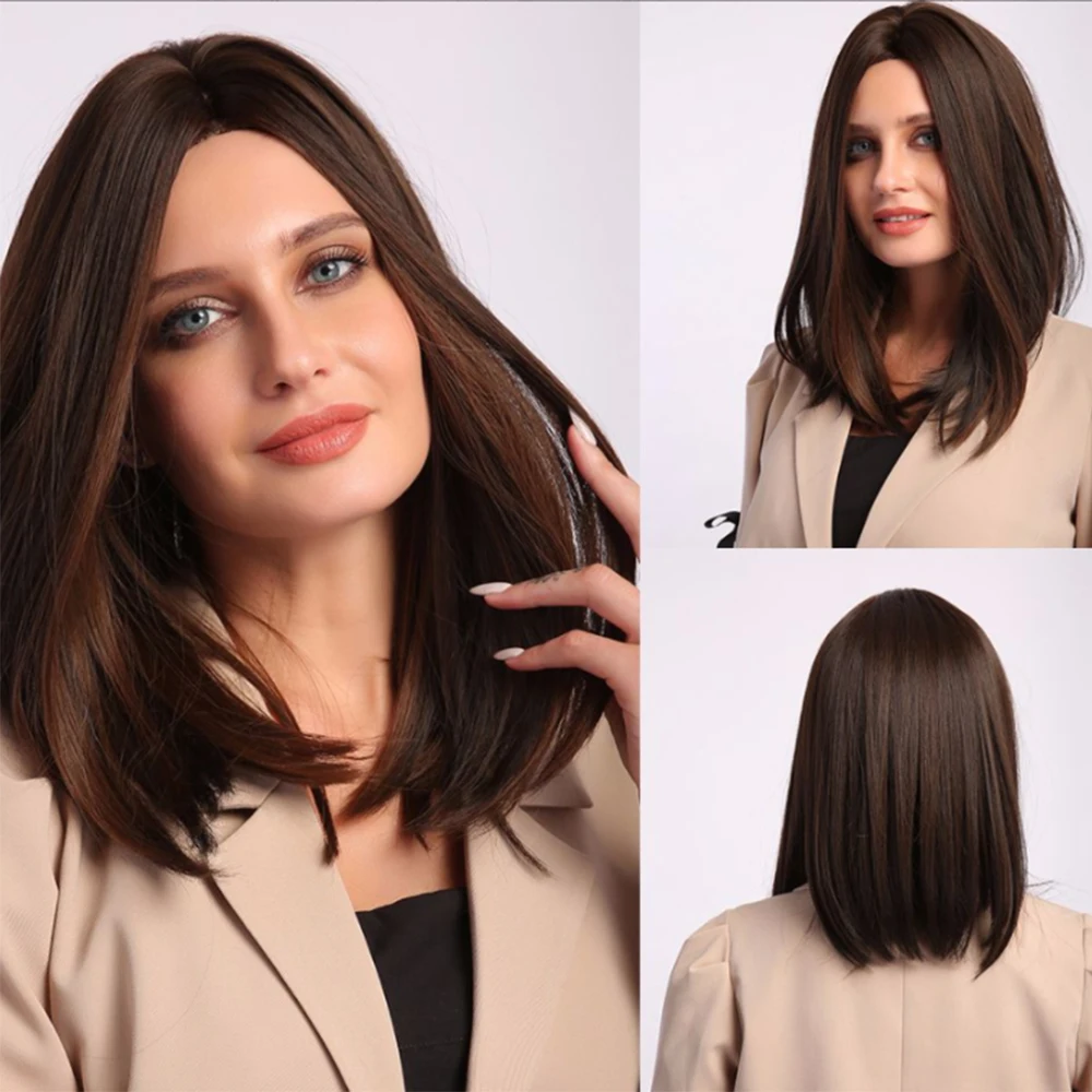 

Brown Natural Synthetic Wigs Hairline Lace Front Wigs for Women Brunette Realistic Wigs Hair Daily Party Heat Resistant Wig