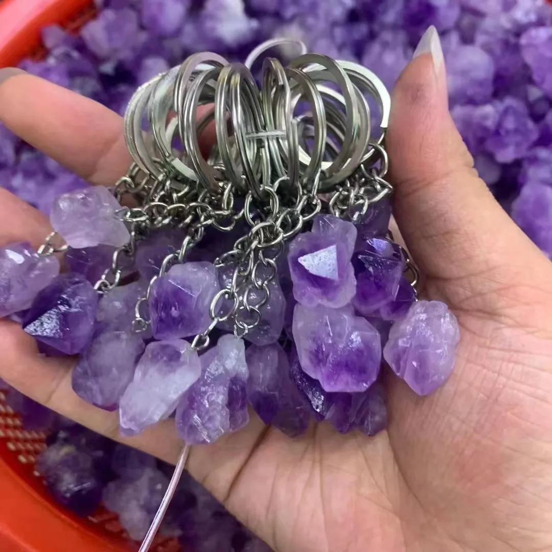 10pcs Natural Rough Purple Crystal Beads Pendant Mineral Quartz