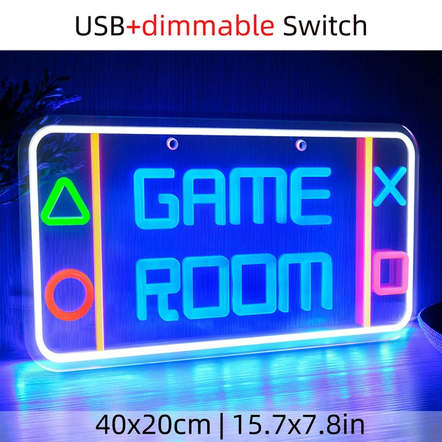Led Game Room Neon Signs Dimmable Neon Lights for Bedroom Wall Gaming Decor Room Decor Boys Teen Kids Gifts Party Decorations GAME ROOM