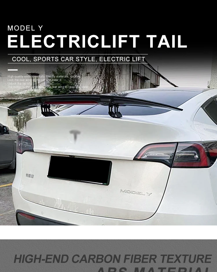 Rear Trunk Spoiler Wing Carbon Fiber Style Automatic Lifting Tail Decoration Universal For Sedan Car Modification Electric
