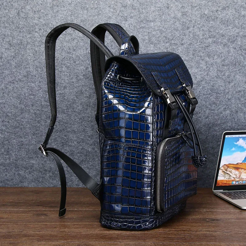 Genuine leather bag New Real Cowhide leather Crocodile Pattern Men's Backpack Business Casual Backpack Large Capacity Travel Bag