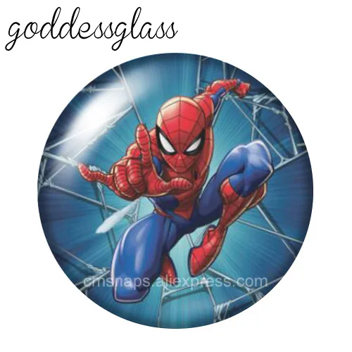 Disney Spider man Avengers Hero 10pcs 12mm/18mm/20mm/25mm Round photo glass cabochon flat back Making findings for bracelets leather bracelet silicone bracelet fashion bracelet stainless steel bracelet fashion jewelry