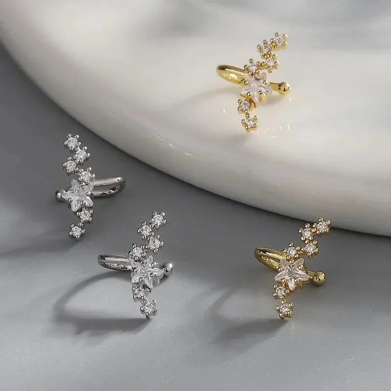 Ear Clip Earrings No Pierced Crystal Star Earcuff Ear Wrap Clips Jewelry For Women