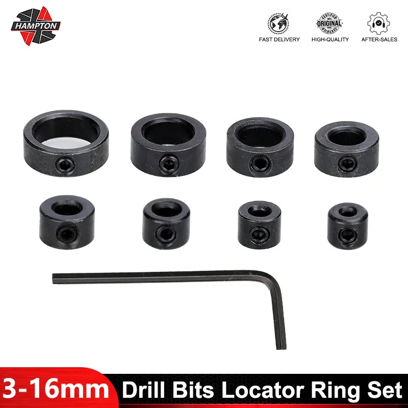 3-16mm Drill Bits Locator Ring Set for Woodworking Tools Drill Cutter Depth Stop Collars Ring Set 8 pcs set bit limit ring twist drill locating ring 3 4 5 6 8 10 12 16mm bit depth stop collars ring for drilling drop shipping