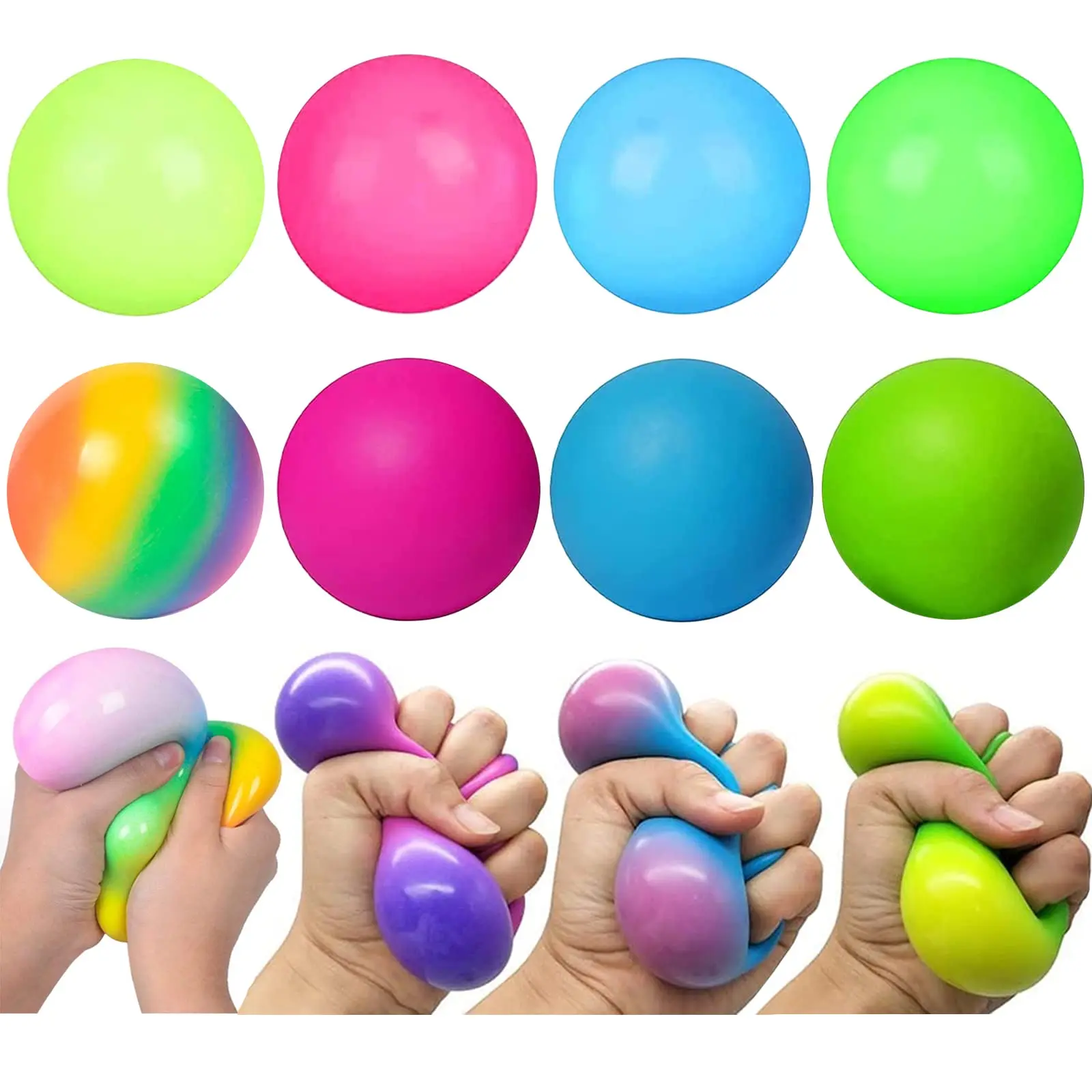 

Stress Balls for kids Fidget Toys 8 Pack Color Changing Stress Ball Rainbow Squeeze Ball Stress Ball Sensory Stress Relief Toys