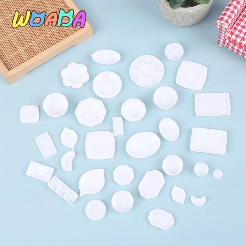 

33Pcs/Set Dollhouse Miniature Trays Plates Doll Mini Food White Dishes Tableware Doll House Accessories Kitchen Toys