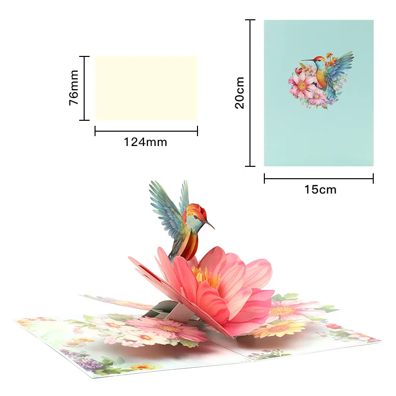 Hummingbird Pop Up Card 3D Greeting Cards for Mom Dad Wife Friends Colleague Birthday Mothers Day Fathers Day
