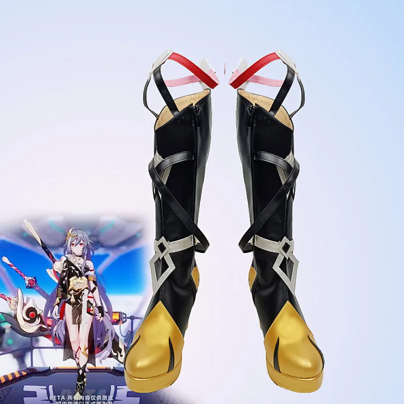 

Honkai Impact 3 Fu Hua Herrscher of Sentience Boots Cosplay Long Boot Shoes Women/Men Boots Halloween PU Leather Character Shoes