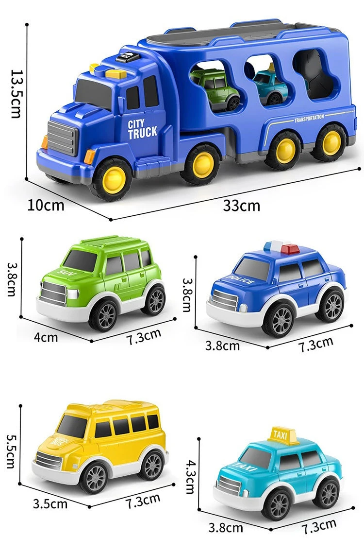 Kids playing with construction truck toy set