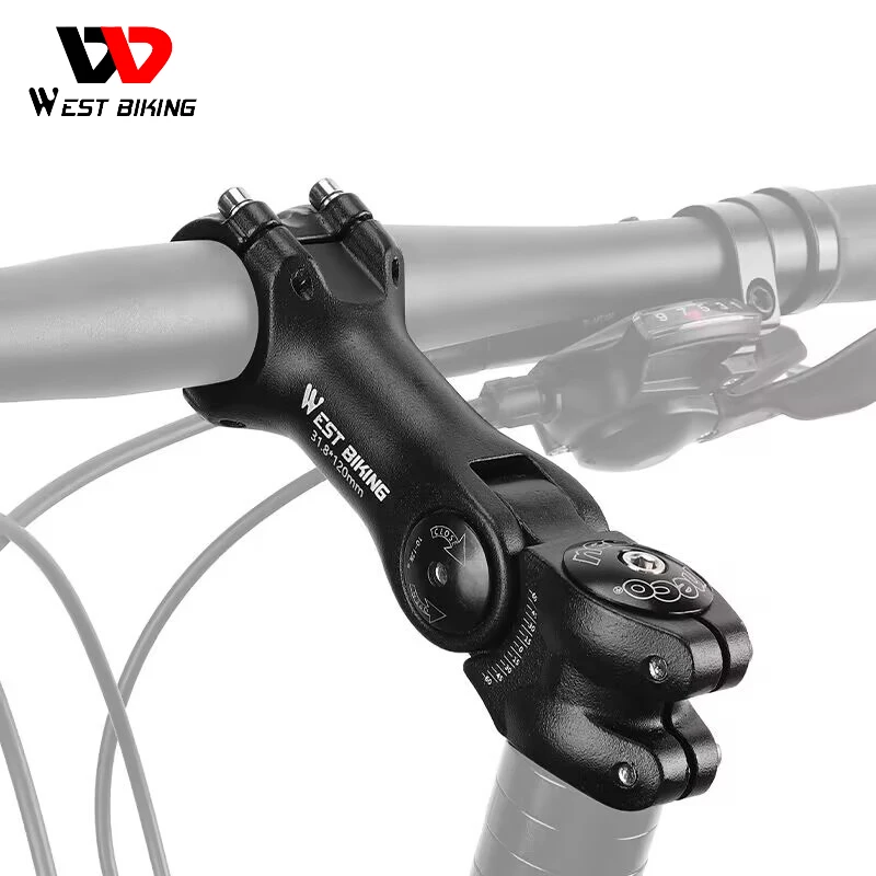 WEST BIKING 조정 가능한 자전거 핸들 바 스템, 가변 60 도 각도 라이저, MTB 도로 자전거 프론트 포크 스템 어댑터, 25.4mm, 31.8mm 