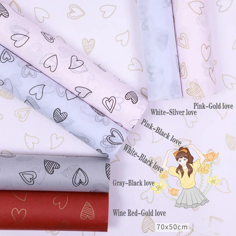 500*700 MM Gift Wrapping Paper DIY Handmade Craft Star Love Dot Pattern Tissue Paper 28 Sheets/lot Floral Packaging Material Gift Wrapping Paper