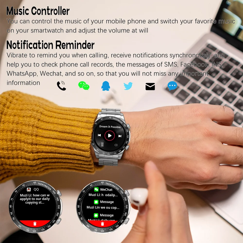 2026 new NFC smart watch 1.43 AMOLED HD screen Bluetooth call sleep monitoring breathing exercise timing men's smart watch IP68 3