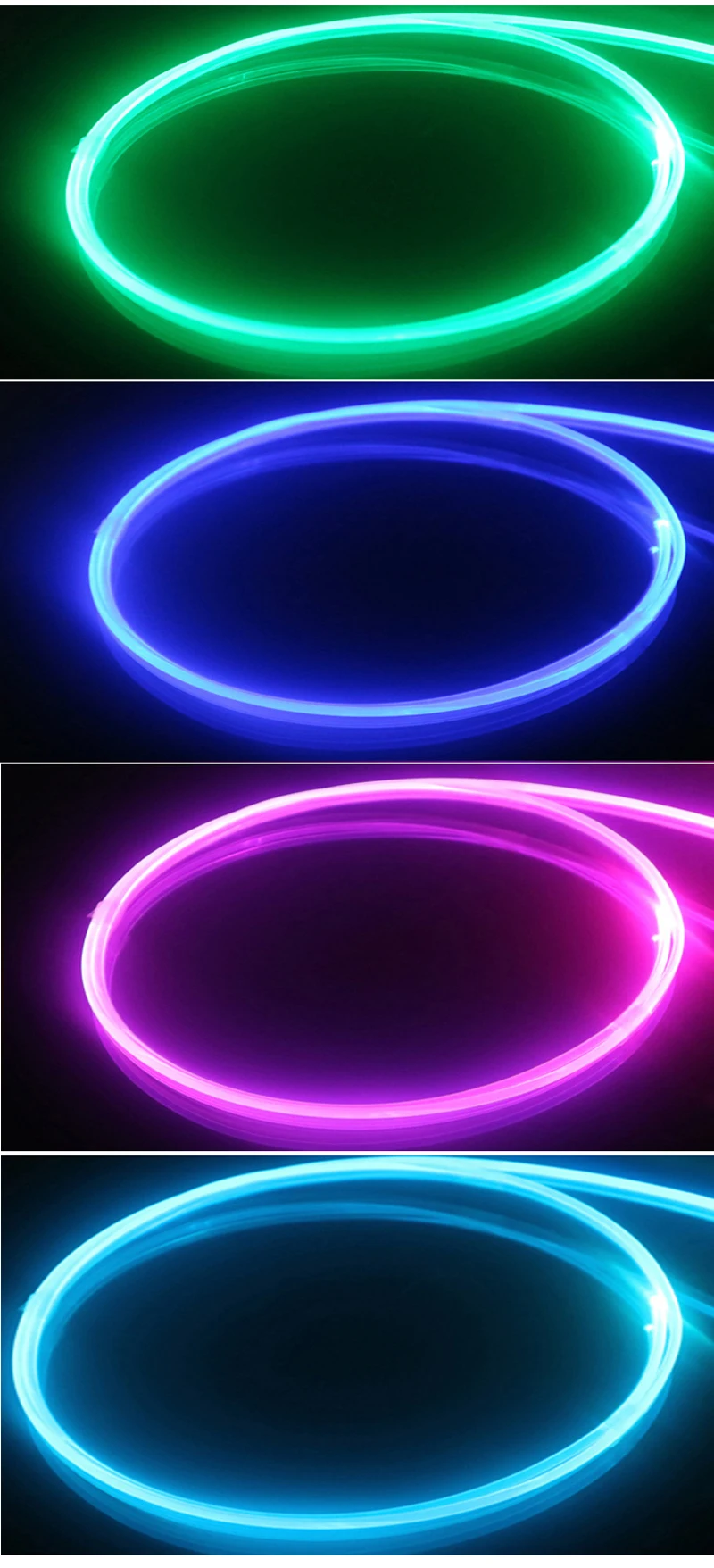 7 Color Long Distance Fiber Optic Ribbon 1M 3M 5M 10M Flexible Transparent Fiber Optic Landscape Ambient Lighting 123456810mm fiber optic cable