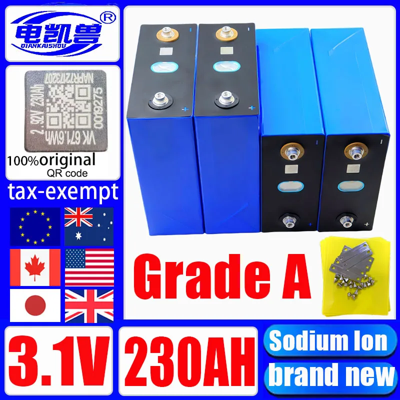 10-18 Pezzi Nuove Batterie agli Ioni di Sodio 3.1V 230Ah 2.9V 20C Fai da Te per Inverter di Sistemi Solari Off-Grid 12V 24V 48V per Veicoli Elettrici e Camper