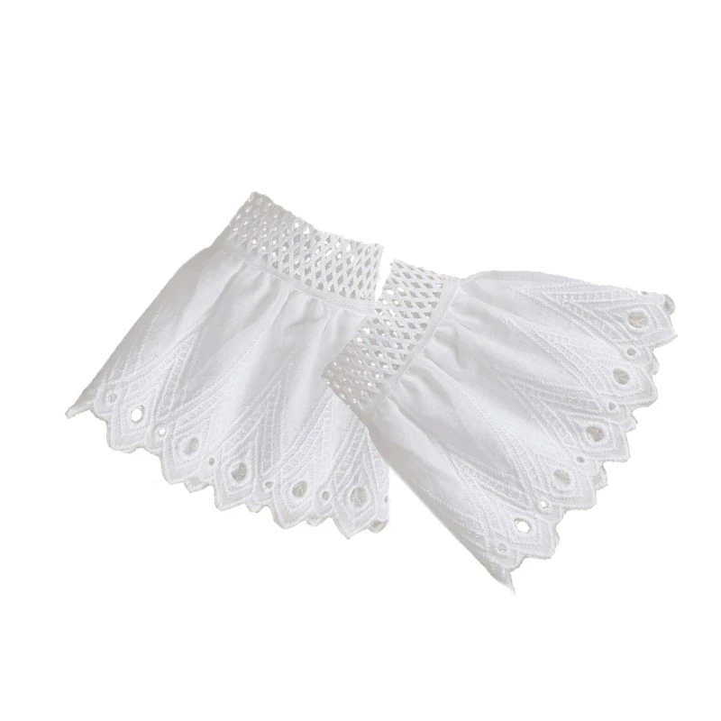 

Delicate Detachable Sleeves Cuffs White Women Lace Wedding Flounces Ruffled Paired Wrist Warmer Ruffled for Sweater