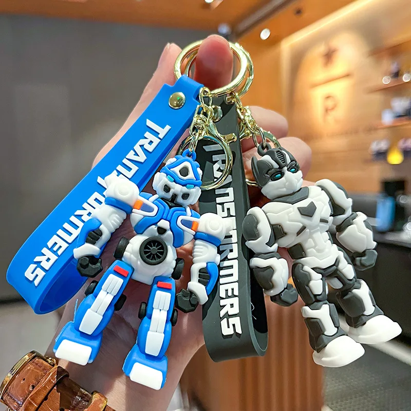 Transformers Keychain Action Figures Optimus Prime Bumblebee Pendants Anime Car Key Ring Cartoon Doll Backpack Pendant Toys Gift