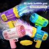 One Pack Of Children's 40 Holes Rocket Launcher Handheld Portable Electric Automatic Bubble Gun LED Light For Boys And Girls 1
