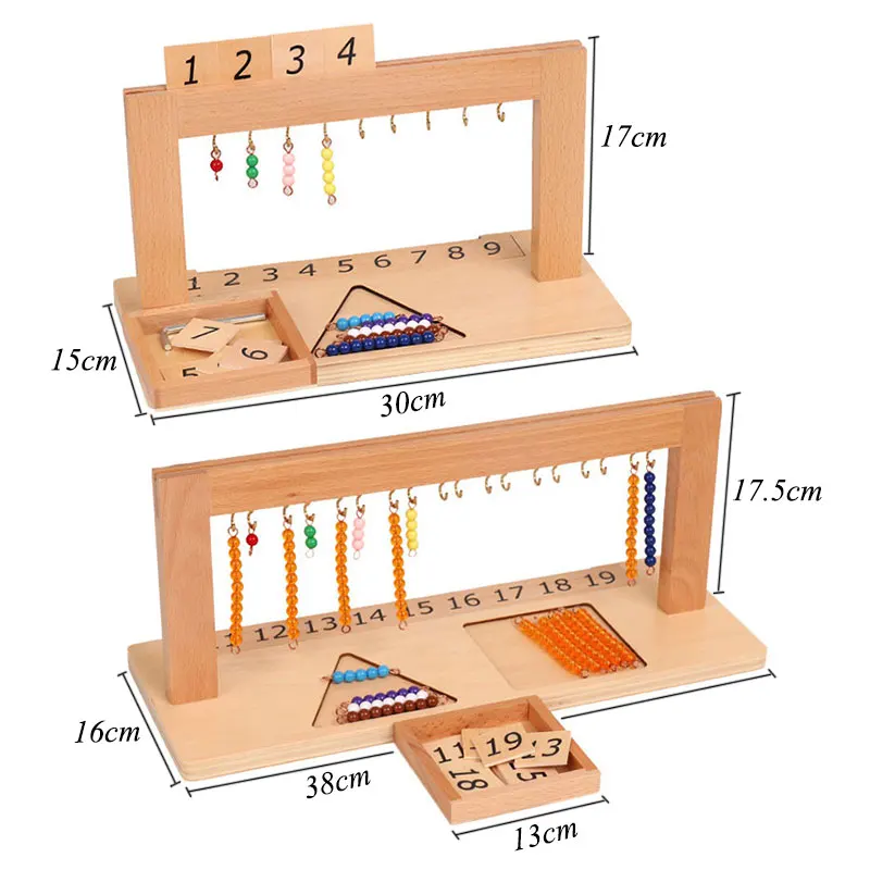 Educational Toys Montessori Mathematics Material Pearls Learning Toys Beaded Symbols Trays Decimal Educational Counting Math Toys for Preschool