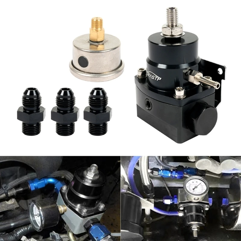 

Oil Pressure Regulator Universal Adjustable 0-160PSI Fuel Pressure Regulator with Gauge AN6 Fitting Car Accessories