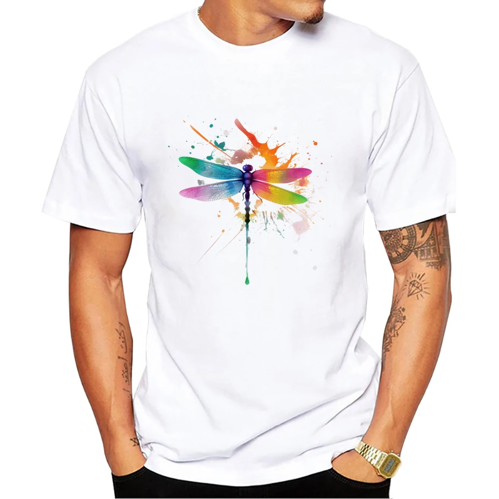 Teehub neuen Stil Männer T-Shirt Libelle Regenbogen gedruckt T-Shirts Kurzarm T-Shirts Harajuku T-Shirt