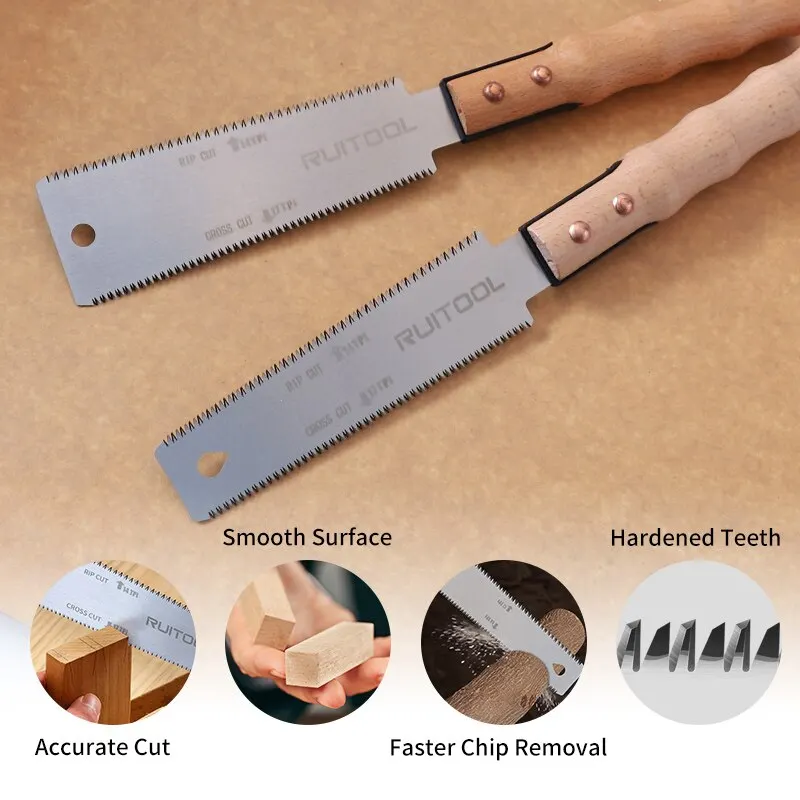 Japanese Saw 6 Inch Double Side Hand Pull Saw 14&17TPI SK-5 Steel Flexible Blade Flush Cut for Woodworking 1pc multi purpose saw hand saw handheld saw