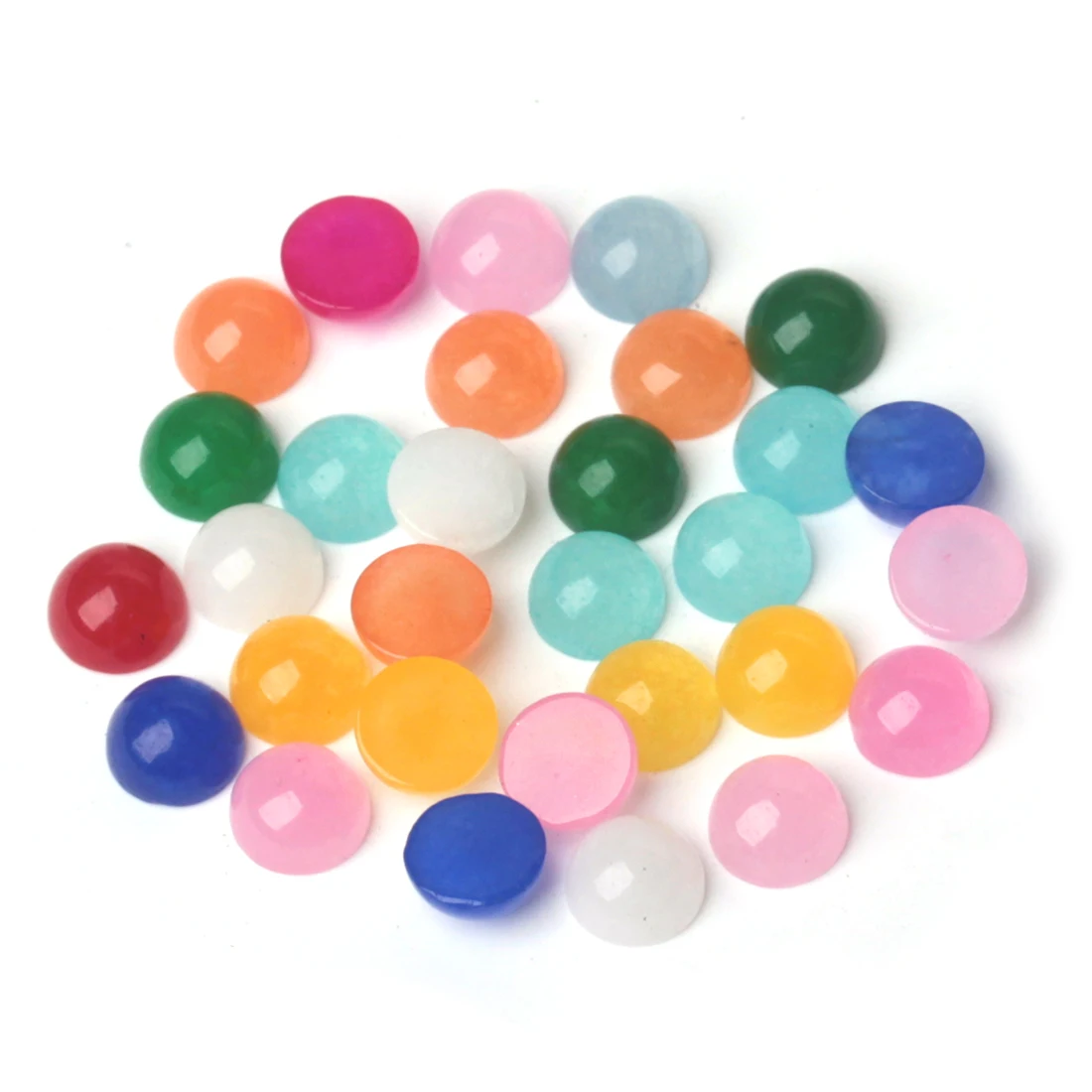 

10pcs/Lot 4/6/8/10mm Flat Bottom Cabochon White Jade Plus Color Stone Ring Face for Women Jewelry Making DIY Bracelet Necklace