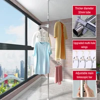 Household Flooring drying rack indoor telescopic pole drying rack Balcony Window Retractable drying rod Fixed Hanging Coat Racks 2