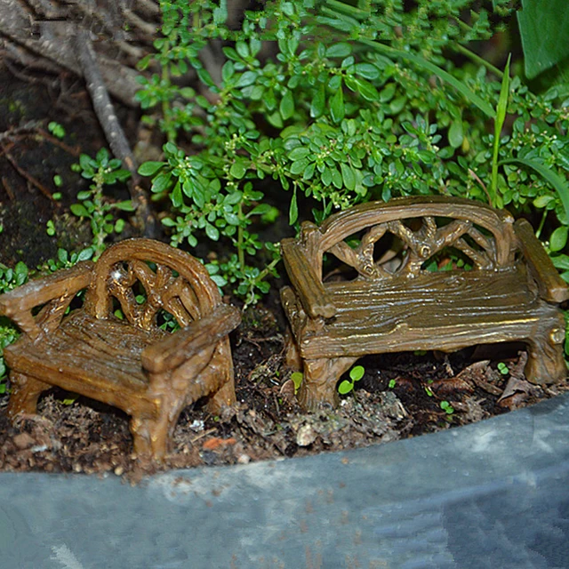 Wooden Bench Resin Benches For Outdoors Fairy Garden Furniture