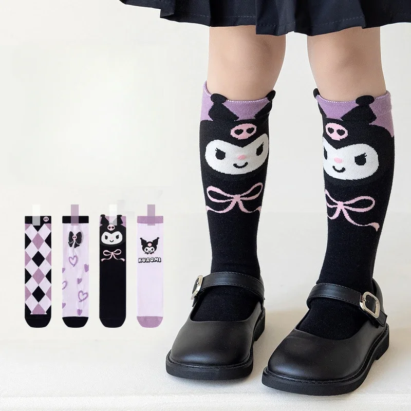 Милые детские носки Kuromi Sanrio с высокой шапкой