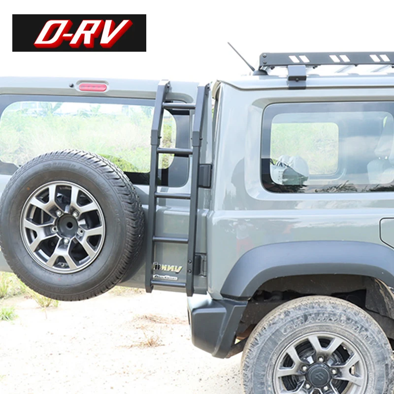 Car Rear Tail Door Ladder Climbing For Suzuki Jimny JB64 JB74W Black Aluminum Exterior Accessories car ladder