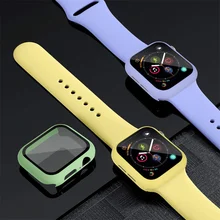 

Glass+Case+Strap For Apple Watch band 44mm 40mm correa 38mm 42mm watchband Silicone bracelet iWatch serie 7 6 5 4 3 Se 45mm 41mm
