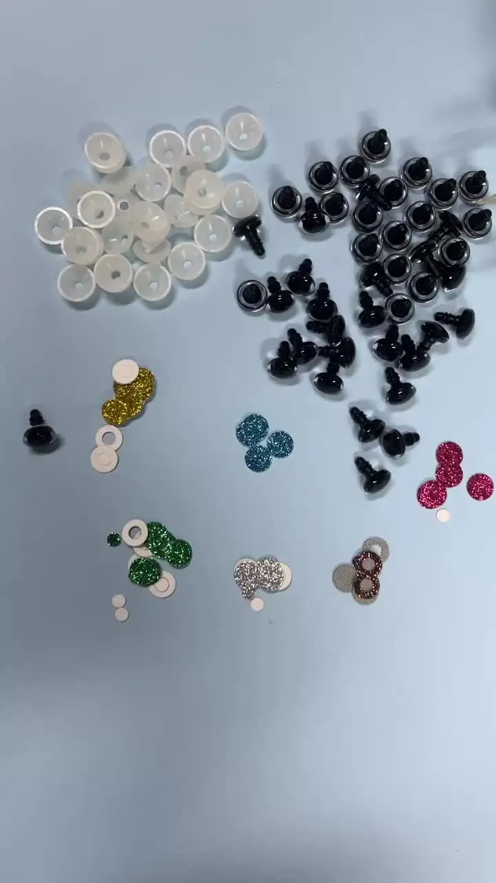 Fenrry 60Pairs 12mm Veiligheid Speelgoed Ogen Glitter Nonwovens met Ringen Poppen Oogbollen voor Speelgoed Ambachten Dieren Poppen Maken Accessoire