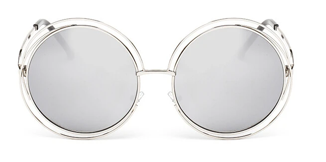 Vintage Oversized Round Mirror Sunglasses with Metal Frame