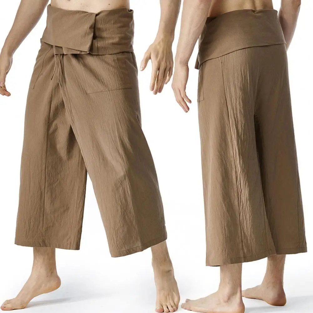 

Thai Fisherman Pants Soft Pirate Pants Drawstring Casual Loose Men Martial Arts Trousers Fitness Wear