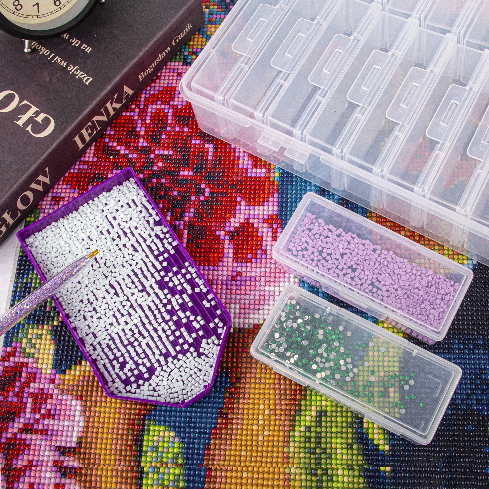 1 Set of 24 Grid Storage Boxes, Storage Gift Diamond Painting Stone Beads, Suitable for Diamond Embroidery Box DIY Craft, Storag