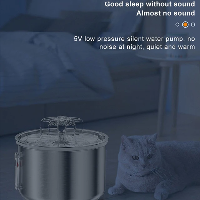 New Cat Water Dispenser Stainless Steel Automatic Recirculating Filtration Watchable Water Level Pet Water Feeder 2