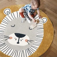 Cartoon Kids Carpet Round Cute Lion Rugs for Bedrooms INS Animal Game Floor Mat Aisle Home Decoration Kawaii Room Decor 2