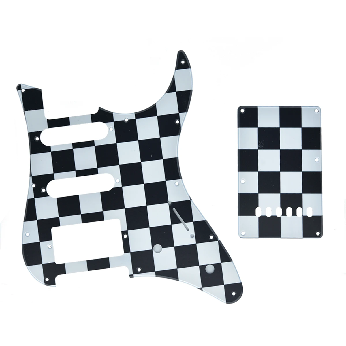 Dopro Guitar Hss Pickguard Con Tremolo Cover Posteriore Piastra Posteriore E Viti Adatto Per Chitarra Yamaha Pacifica Griglia Nera/Bianca