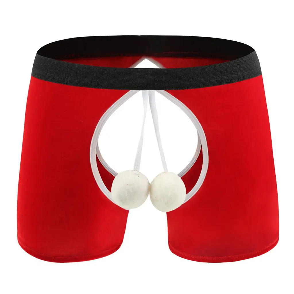 

Sexy Underwear For Men Fun Underwear Pants Christmas Ball Rubber Rib Open Crotch Flat Corner Pants Boxer Shorts And Underpants