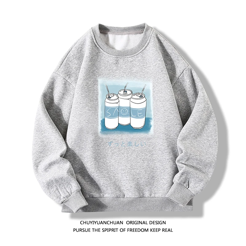 Autumn New Men's Fashion Round Neck Sweatshirts Print Loose Large Size Daily Casual Long Sleeve Sweatshirts M-5XL
