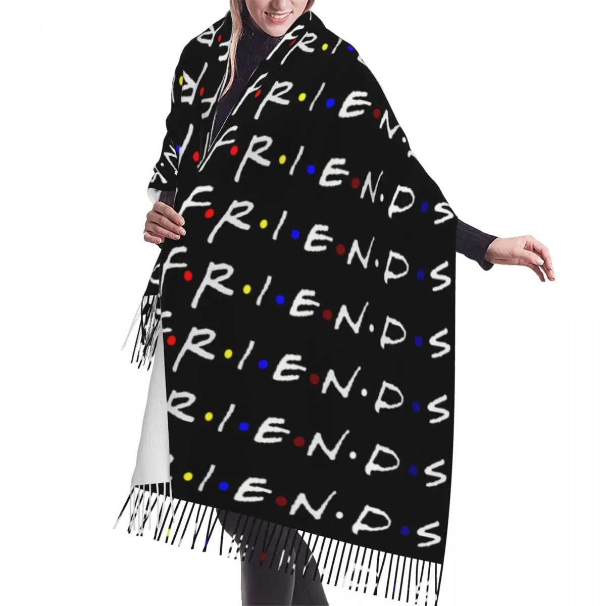 

Custom Printed Friends Scarf Women Men Winter Fall Warm Scarves Fashion Versatile Female Shawl Wrap