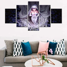 

Home Decor Art Posters Girl Dress Roses Japan Anime 5 Pieces Modern Wall Art Canvas Painting Module Living Room Decoration