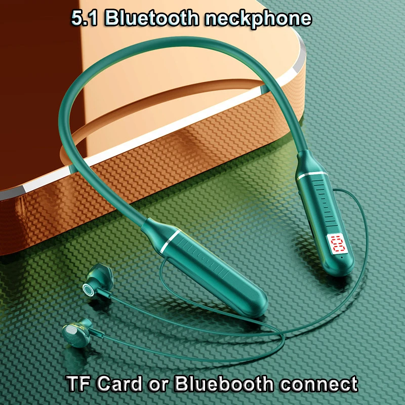 Bluetooth 5.1 беспроводные наушники с Mircophone портативные шейным ободом Спортивная
